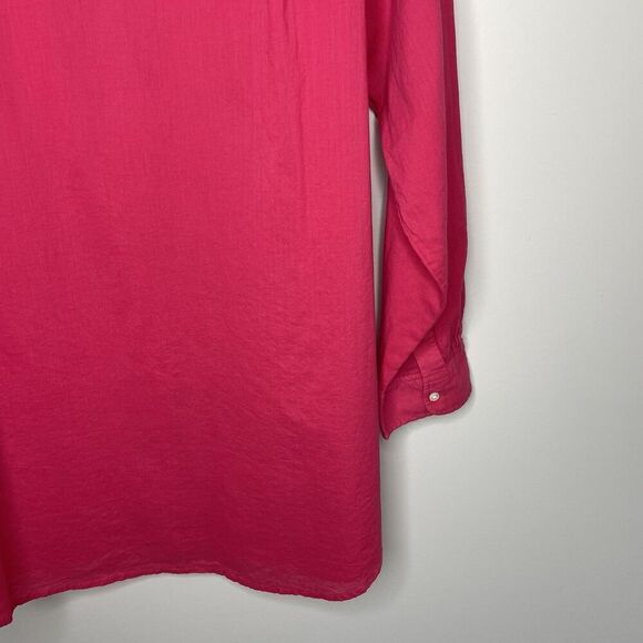 J.CREW Button Up Beach Shirt Women Large Cotton Voile Fuchsia Pink Relaxed BX621 - Picture 10 of 14
